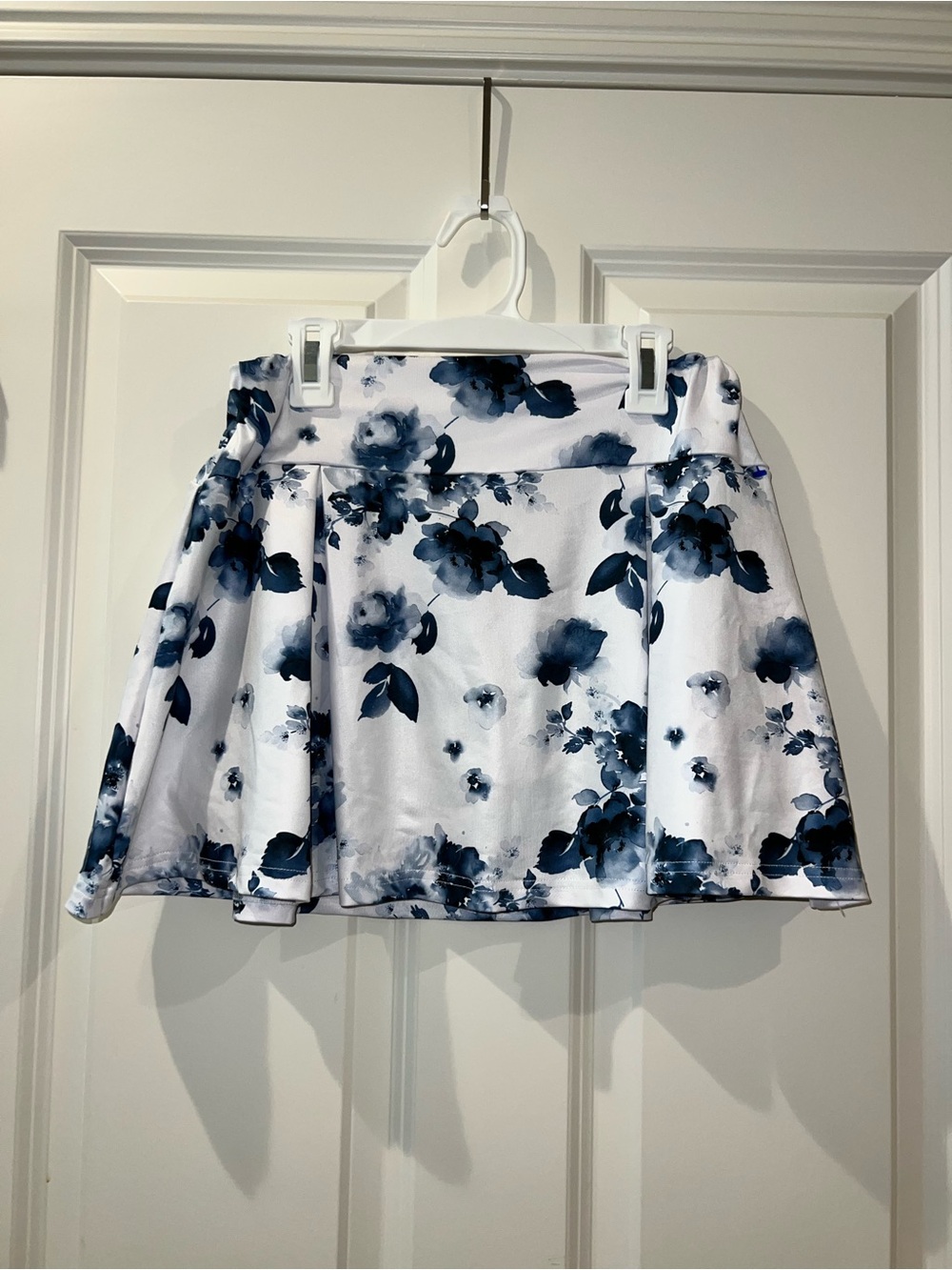 Blue Floral Mini Tennis Skirt - Elegant A-Line (Built in Shorts)
